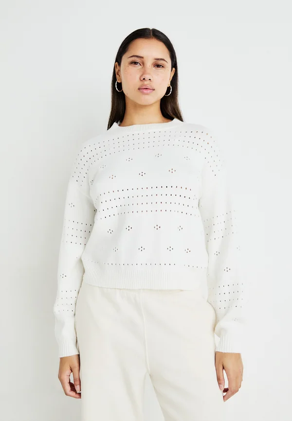 VIRIL O-NECK POINTELLE  - Strickpullover - white alyssum