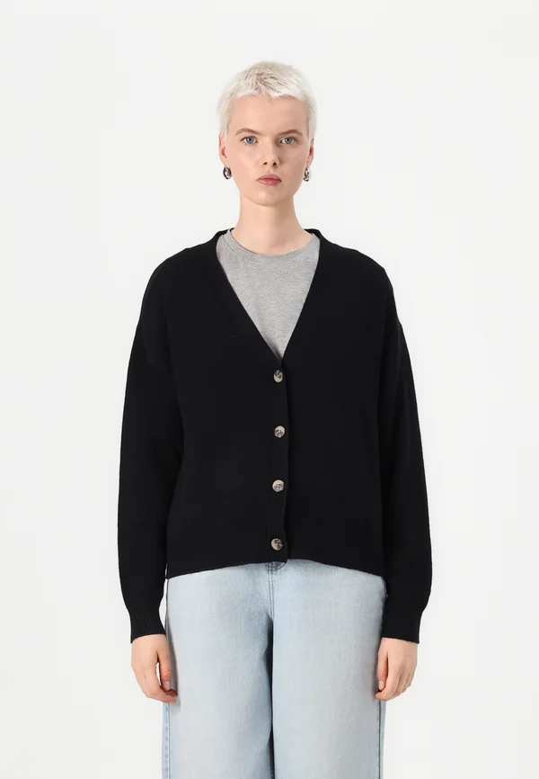VIRIL V NECK - Strickjacke - black