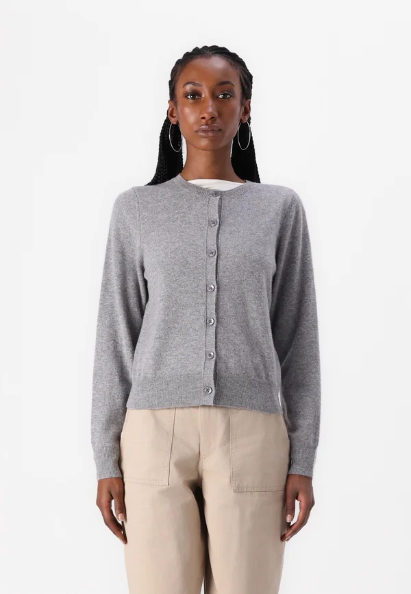 VIRILEY O NECK CARDIGAN - Strickjacke - medium grey melange