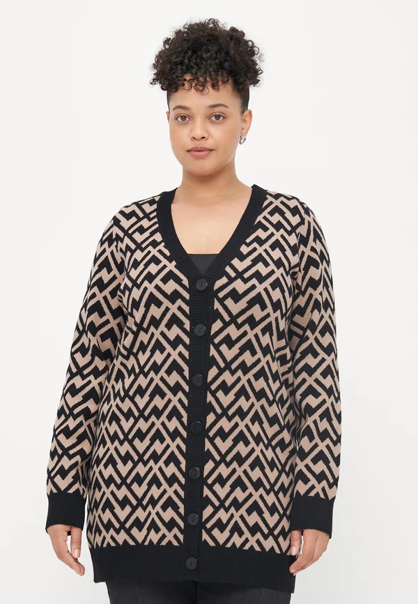 VMCARIA ART V NECK - Strickjacke - black/silver mink
