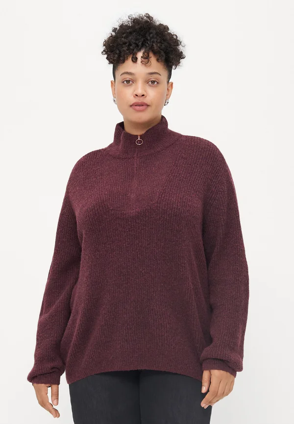 VMCPLAZA ZIPPER  - Strickpullover - winetasting melange