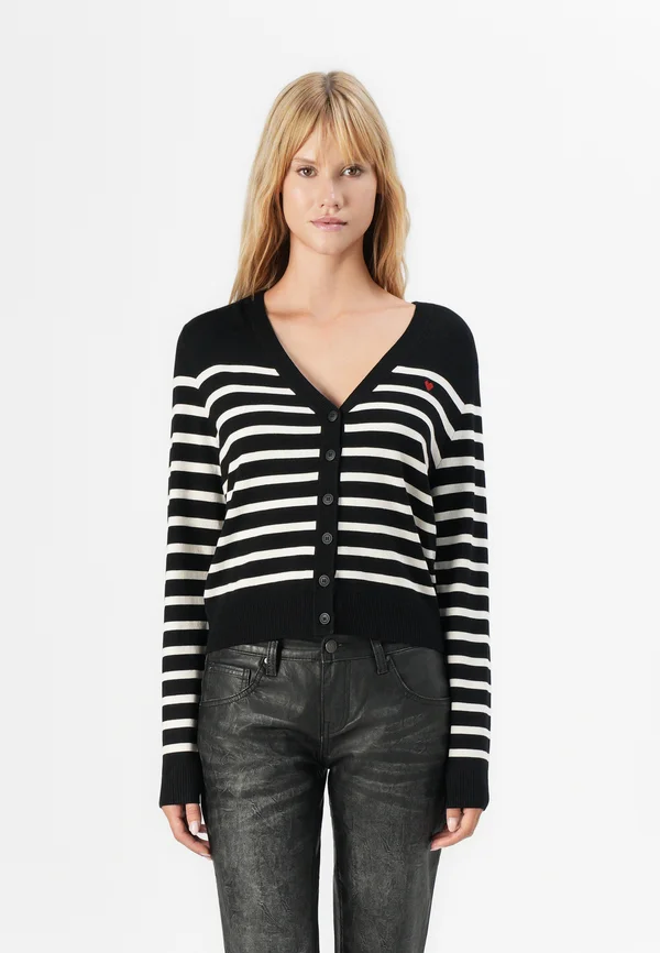 VMDORY BOO - Strickjacke - black/birch/red