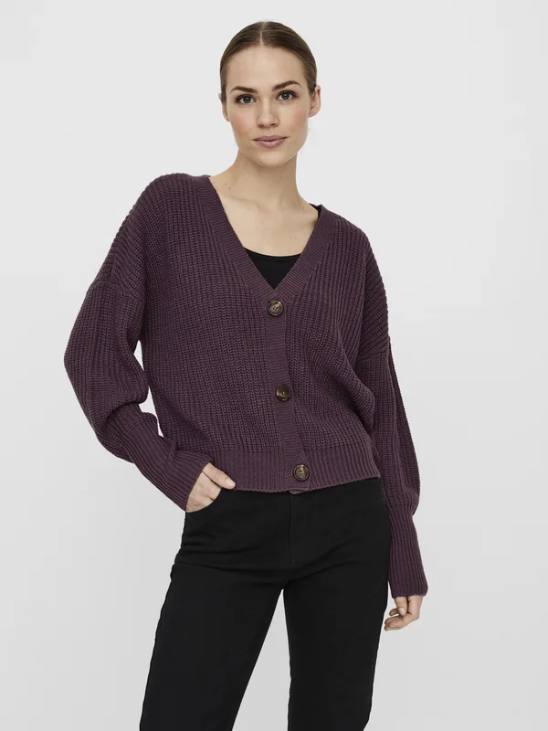 VMLEA V NECK CARDIGAN - Strickjacke - winetasting