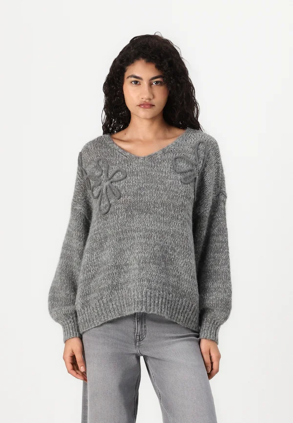 VMLOLLIPOP V NECK - Strickpullover - medium grey