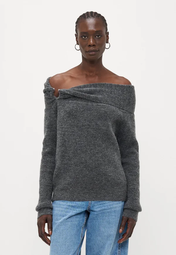 VMLOVELY OFFSHOULDER  - Strickpullover - medium grey melange