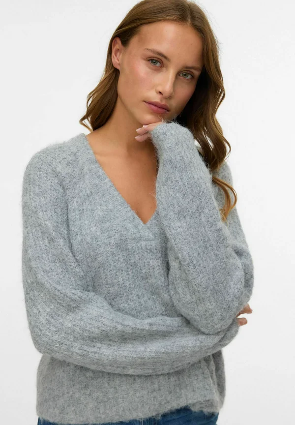 VMNOVAH - Strickpullover - medium grey melange