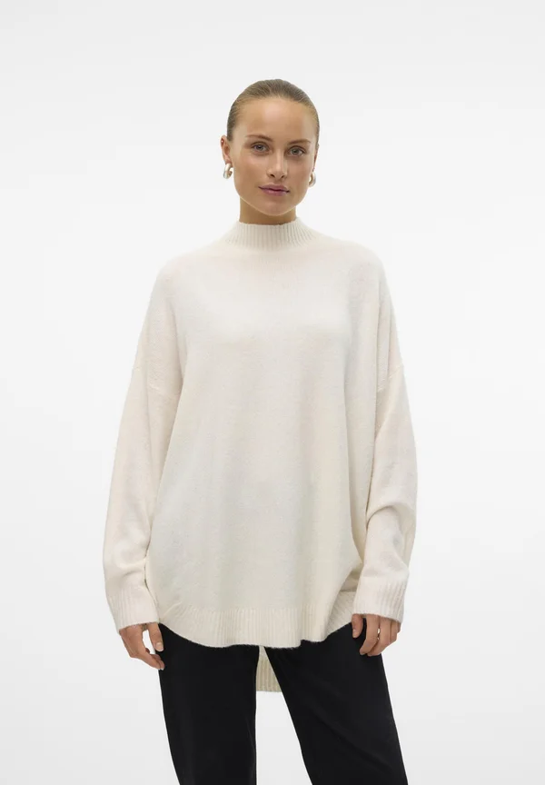 VMPLAZA LS HIGHNCK LONG  GA NOOS - Strickpullover - birch detailmelange