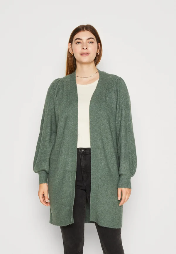 VMRUBELLEFILE LONG CARDIGAN - Strickjacke - laurel wreath melange