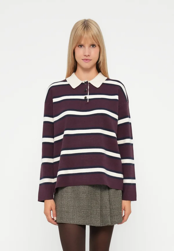 VMSABA PULLOVER - Strickpullover - winetasting/birch/navy