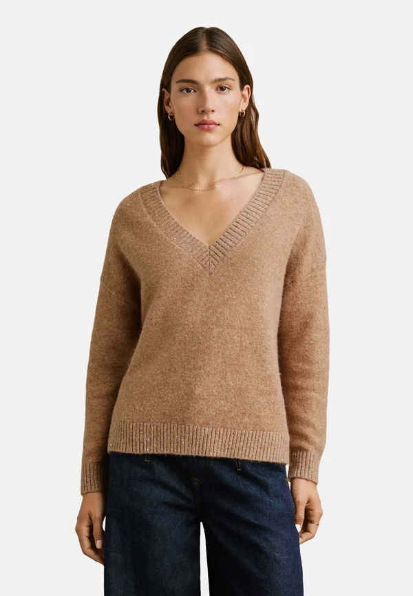 W11 EMMA V NECK - Strickpullover - light brown