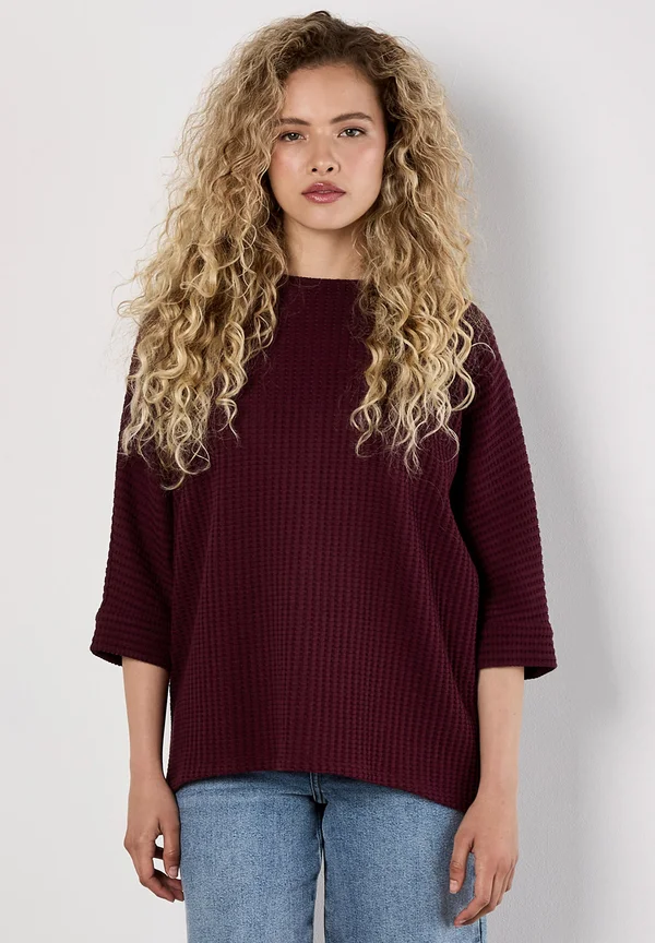 WAFFLE BATWING - Strickpullover - burgundy