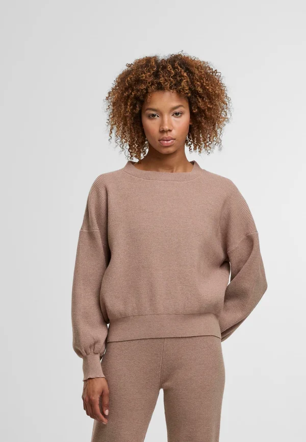 WAFFLE ROUNDNECK - Strickpullover - capuccino