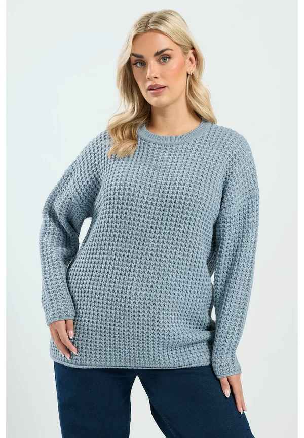 WAFFLE - Strickpullover - light blue