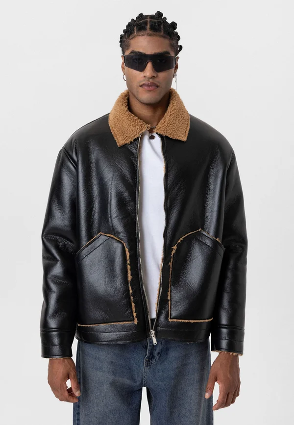 WANDSON - Kunstlederjacke - black camel