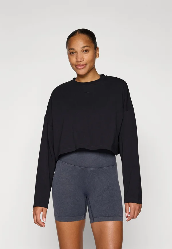 WASHED CROPPED LONG SLEEVE - Langarmshirt - black