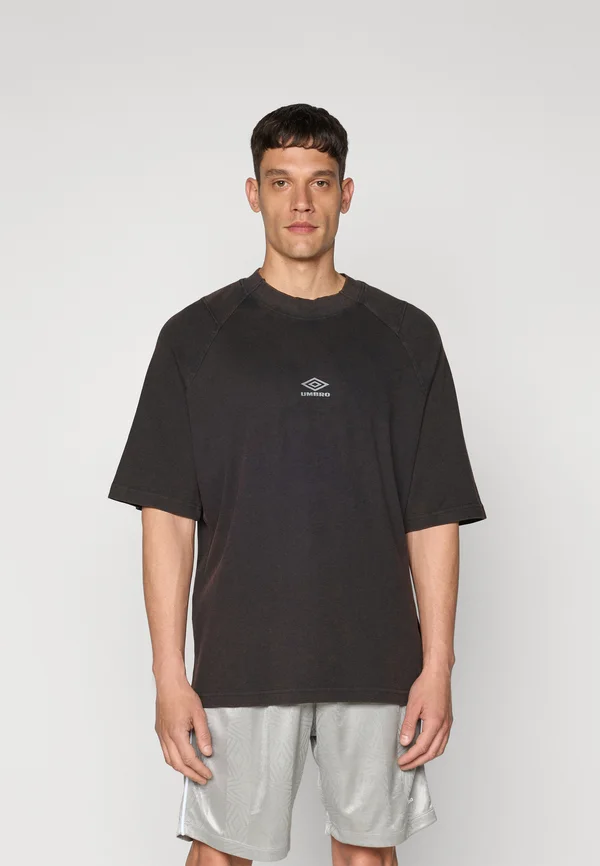 WASHED HIGH NECK BOXY TEE - T-Shirt basic - black