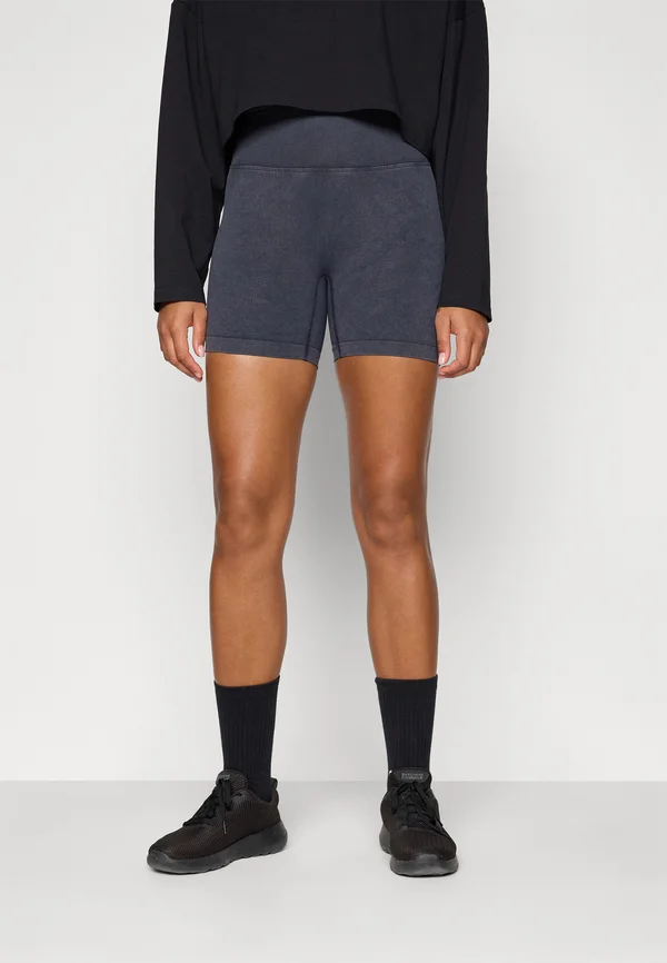 WASHED SEAMLESS SHORTS - Tights - black