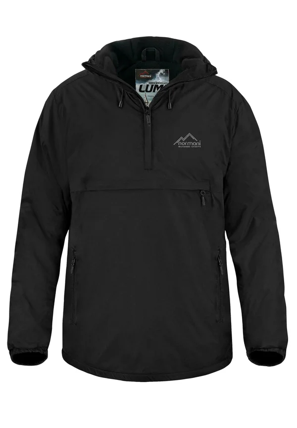 Wasserdichter Windbreaker Schlupfjacke Anorak mit Fleecefutter - Regenjacke / wasserabweisende Jacke - schwarz