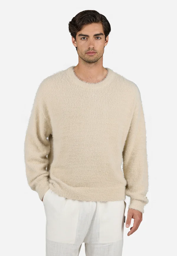 WATON FURRY KNIT SWEATER - Strickpullover - light beige