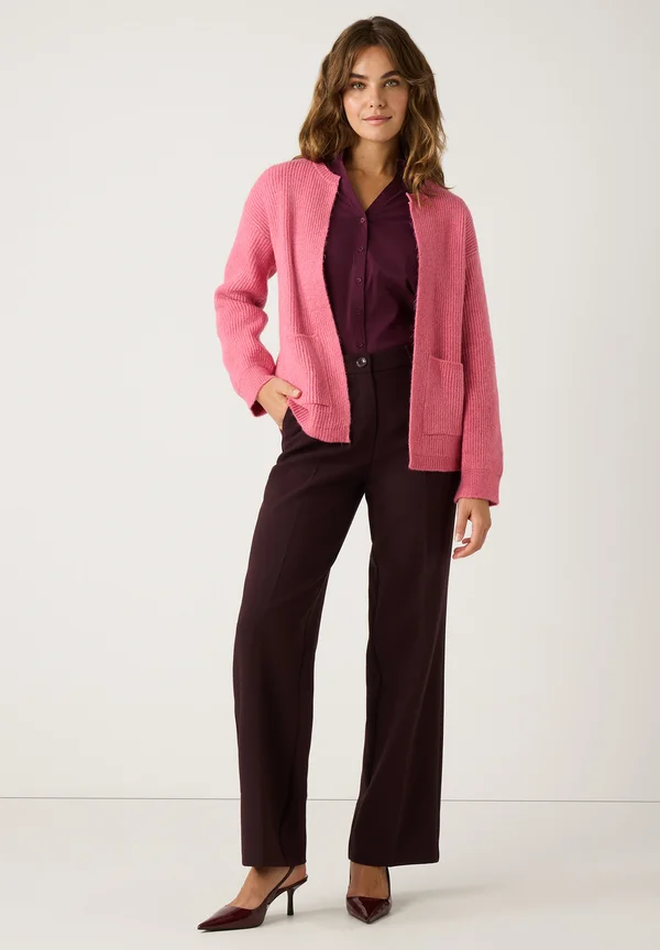 WEICHE LANGARM - Strickjacke - berry rose