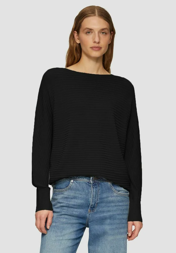 WEICHER AUS MIT FLEDERMAUSÄRMELN - Strickpullover - schwarz