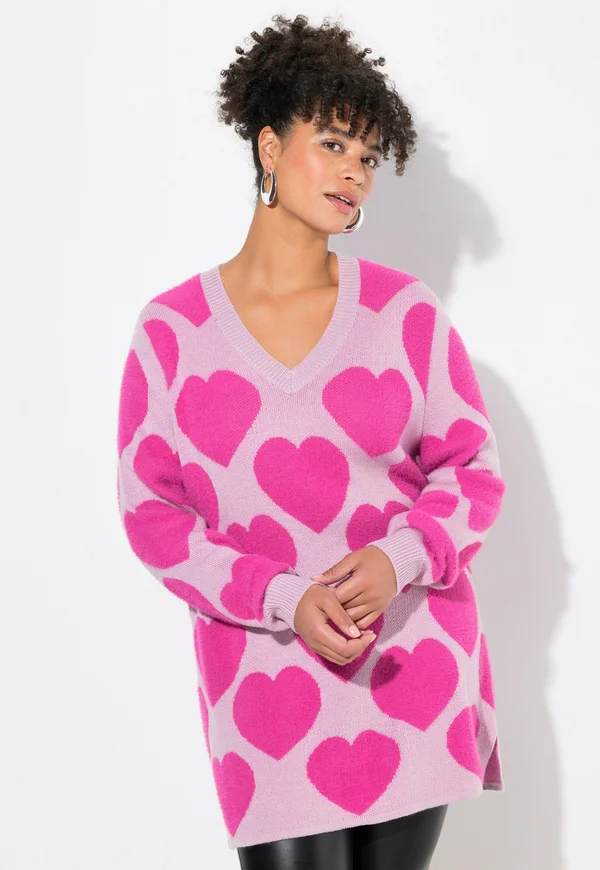 WEICHER FEIN HERZMUSTER - Strickpullover - ice pink