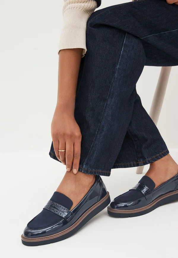 WIDE FIT FOREVER COMFORT BROGUE DETAIL CHUNKY - Mokassin - navy blue