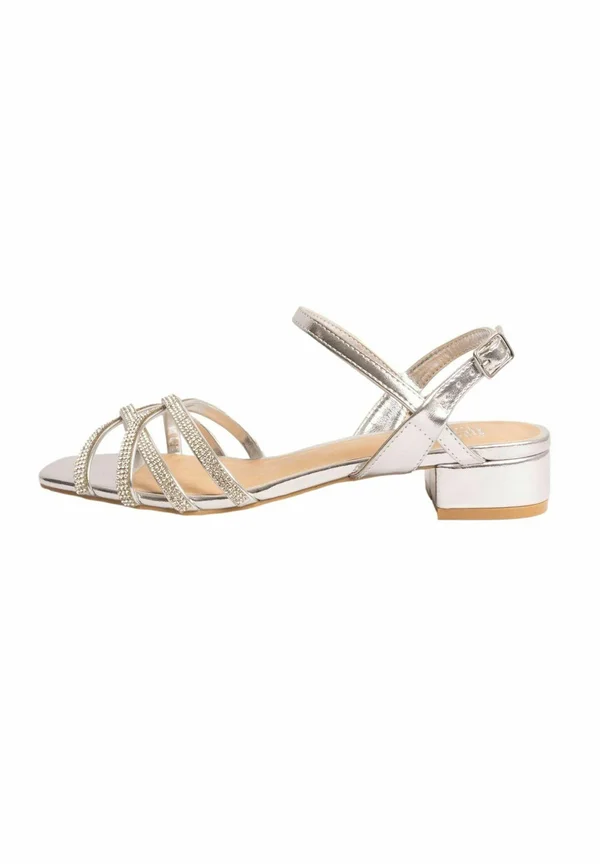 WIDE FIT - LOW BLOCK - Riemensandalette - silver-coloured