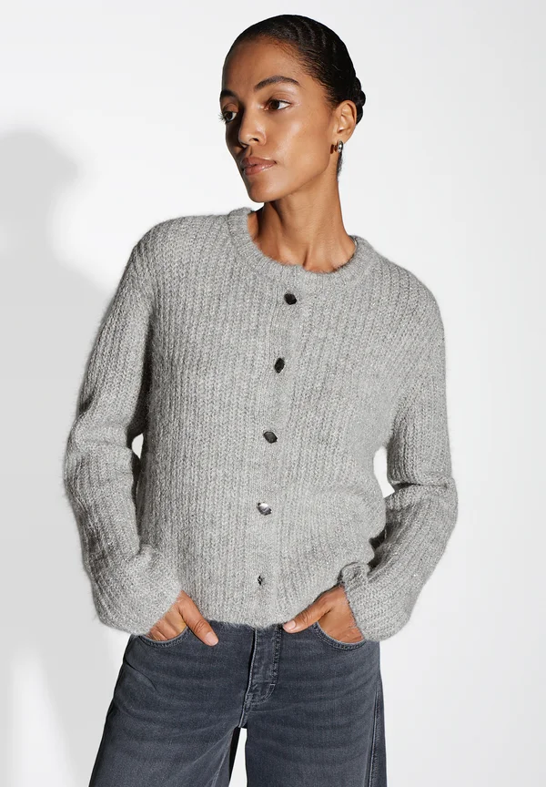 WIDE FIT STRAIGHT CUT - Strickjacke - hazy fog melange