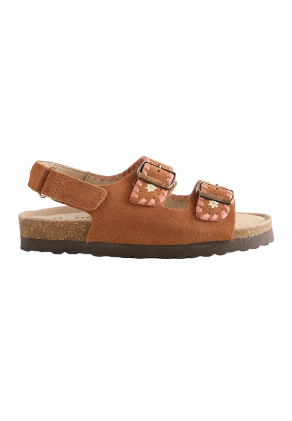 WIDE FIT TOUCH FASTENING STRAP - Riemensandalette - tan brown embroidered
