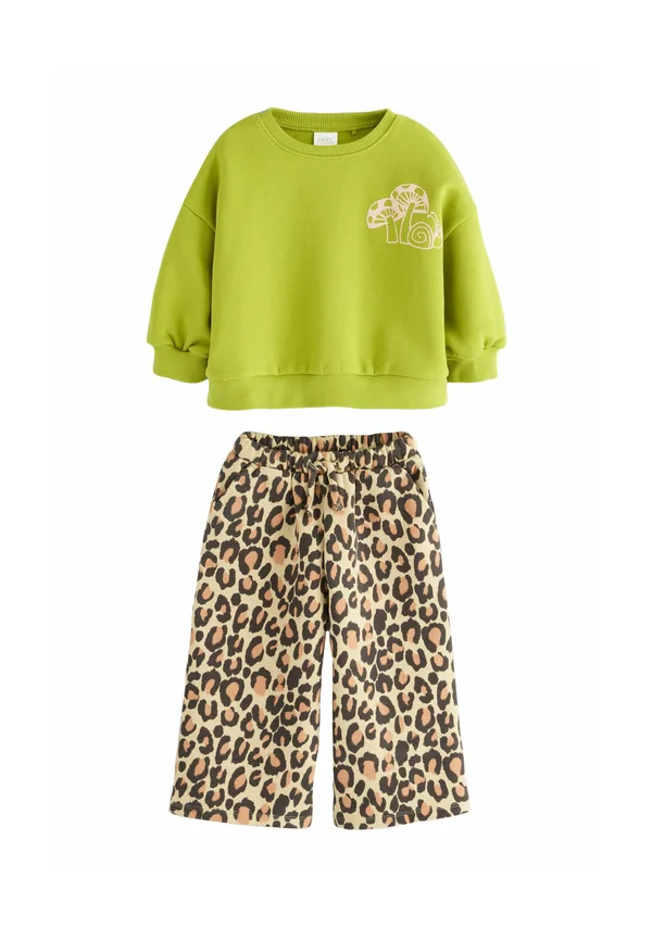 WIDE LEG SET - Trainingsanzug - green/leopard print