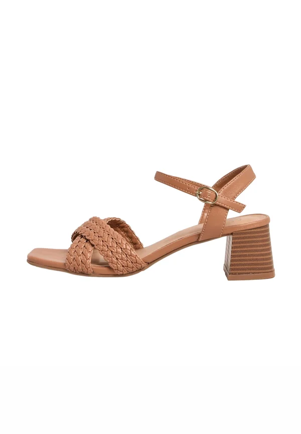 WIDE - PLAIT CROSS STRAP BLOCK  - Riemensandalette - brown