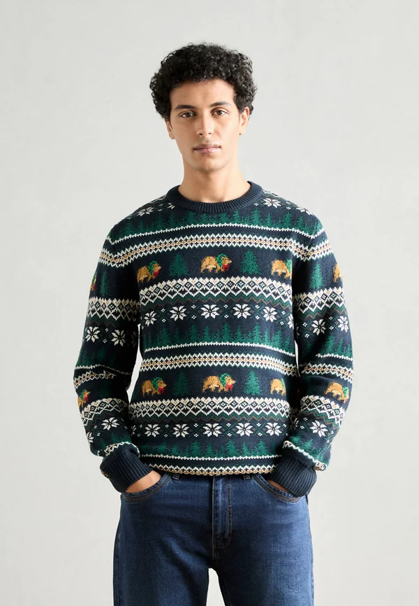 WINTER VILLAGE O NECK SWEATER - Strickpullover - navy