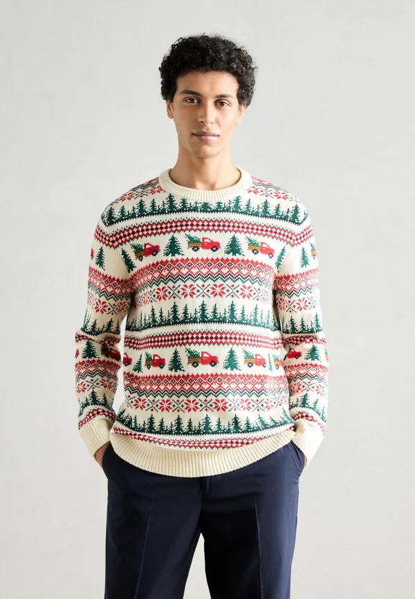 WINTER VILLAGE O NECK SWEATER - Strickpullover - off white