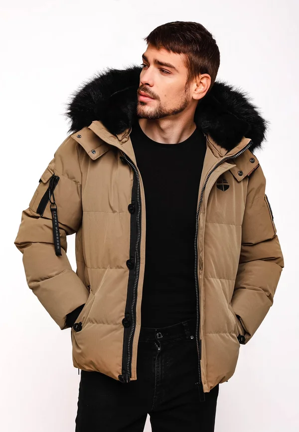 Winterjacke - mottled light brown