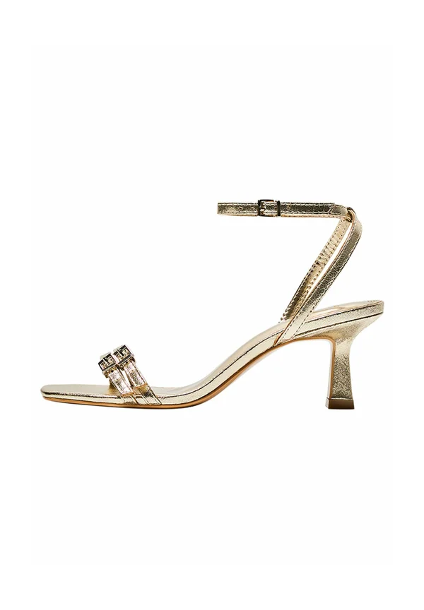 WITH ANKLE STRAP - High Heel Sandalette - gold coloured