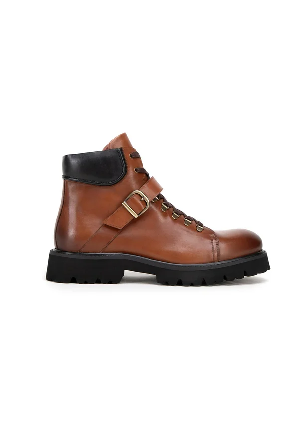 WITH BUCKLE - Schnürstiefelette - brown
