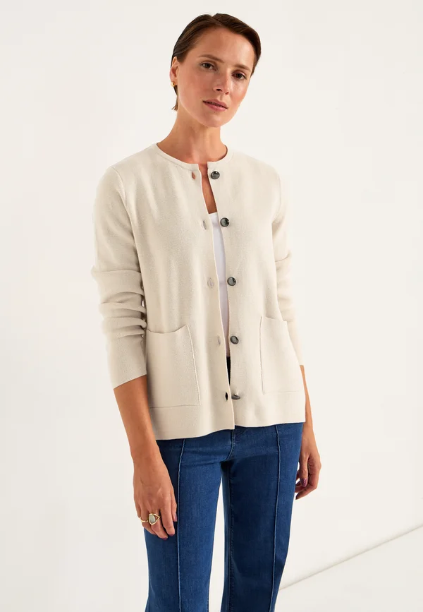 WITH BUTTONS - Strickjacke - beige