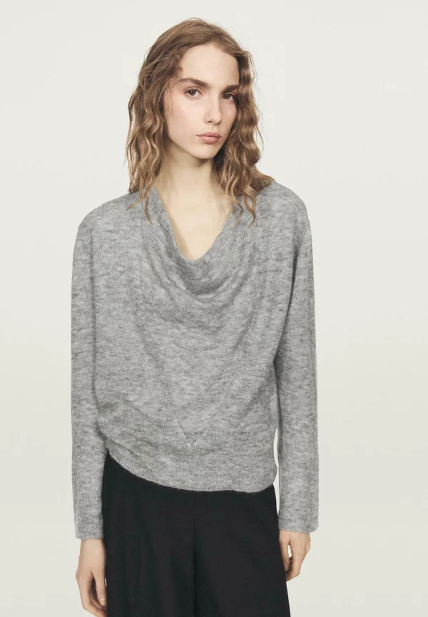WITH COWL NECK - Strickpullover - grey