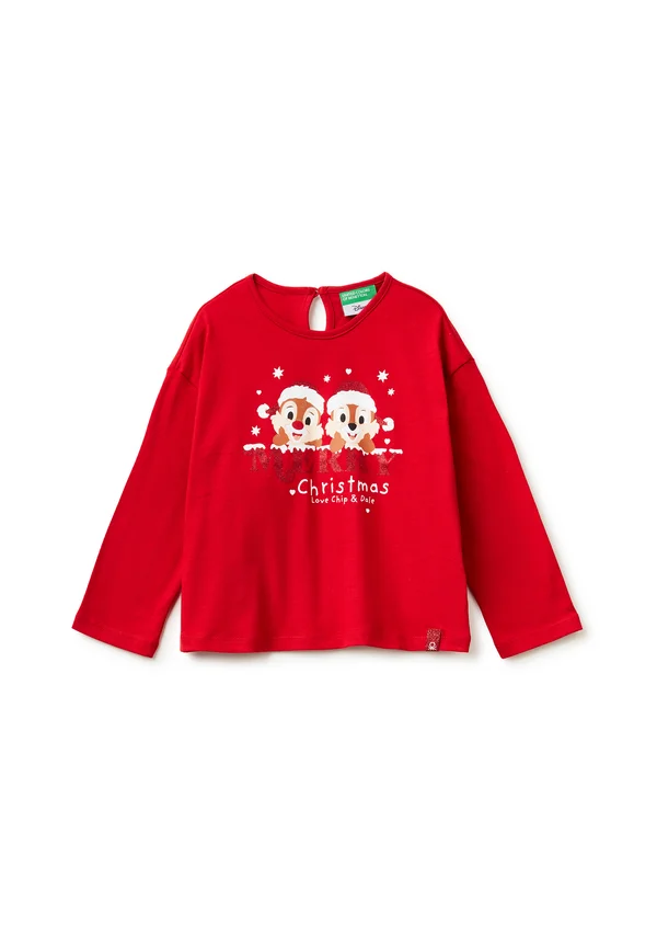 WITH DROPPED SHOULDER ON BACK PRINT WITH GLITTER  - Langarmshirt - red