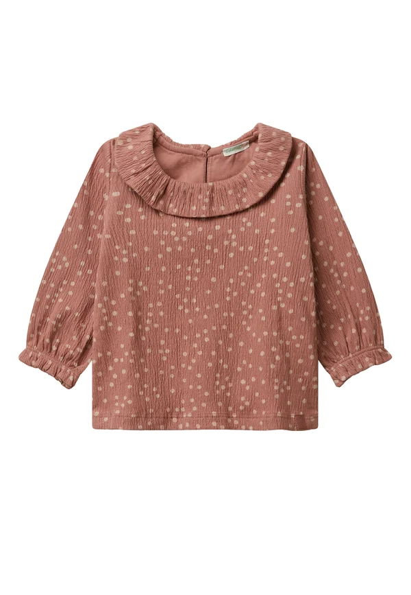 WITH ELASTICATED CUFFS AND SMALL RUFFLES KEYHOLE OPENING WITH FAUX WOOD BUTTON LOGO LABEL - Langarmshirt - pink