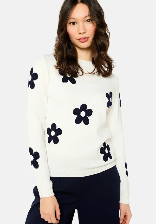 WITH FLOWERS - Strickpullover - optical white
