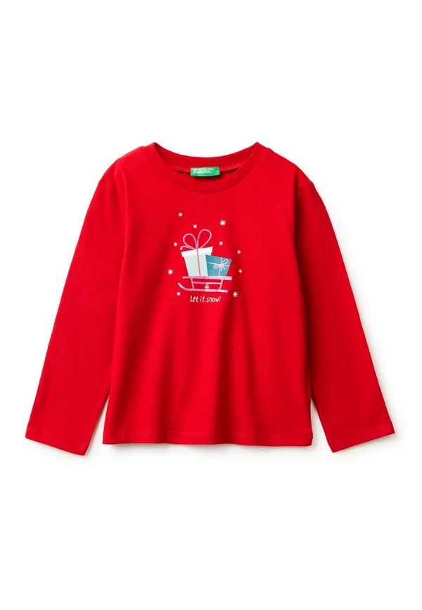 WITH GLITTERY PRINT , - Langarmshirt - red