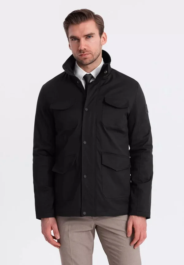 WITH HIGH COLLAR - Übergangsjacke - black