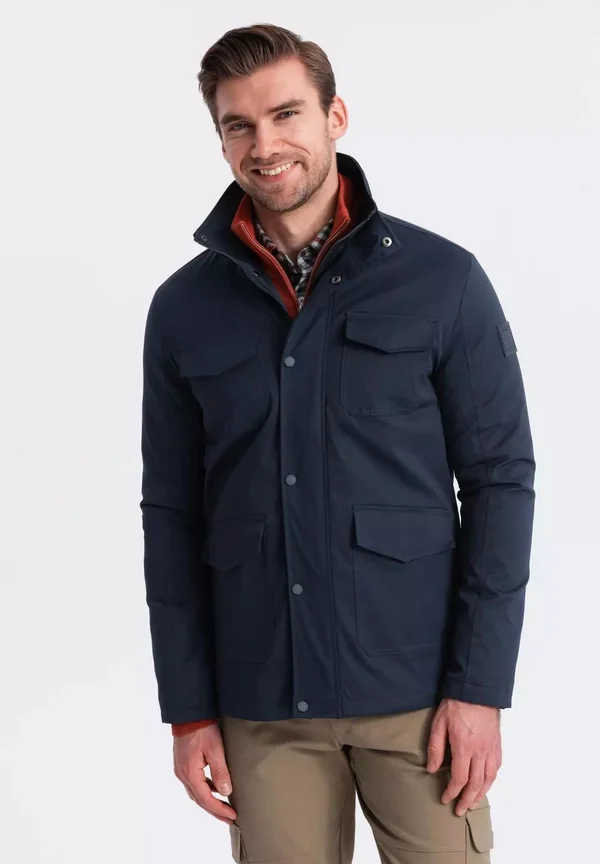 WITH HIGH COLLAR - Übergangsjacke - navy blue