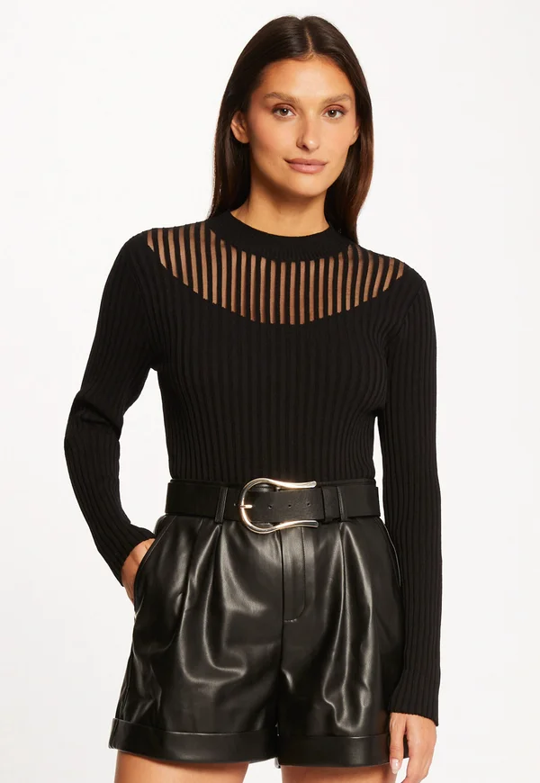 WITH HIGH COLLAR - Strickpullover - noir