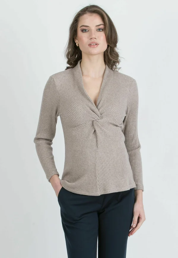WITH KNOT DETAIL - Strickpullover - beige