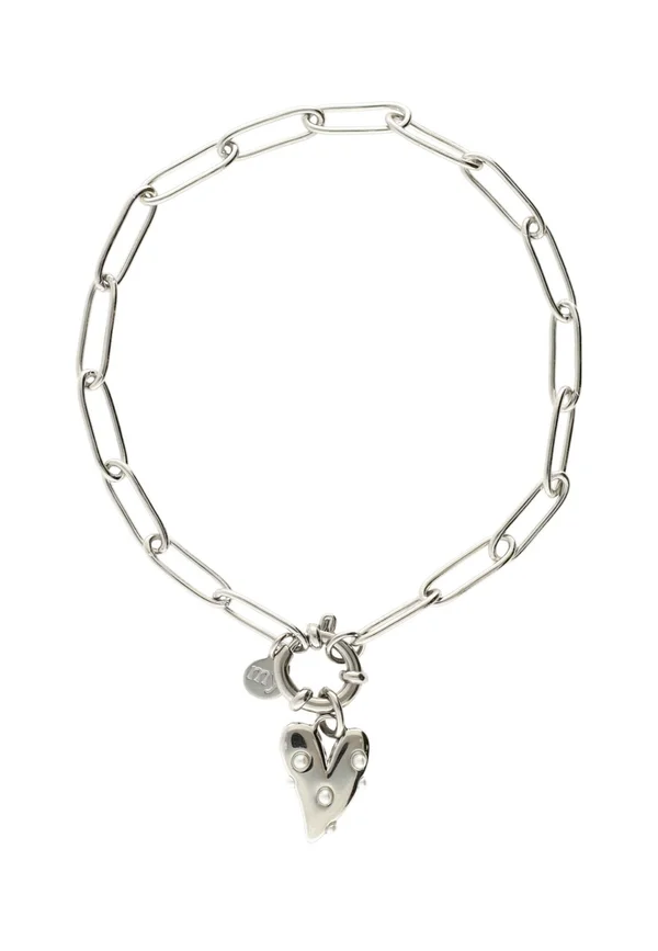 WITH LARGE HEART AND PEARLS - Armband - silver colored