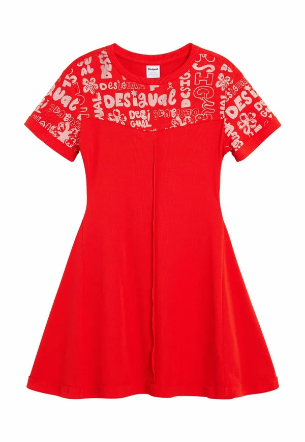 WITH LETTERING - Jerseykleid - red