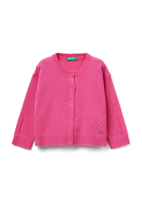 WITH PERFORATED DETAILING - Strickjacke - pink
